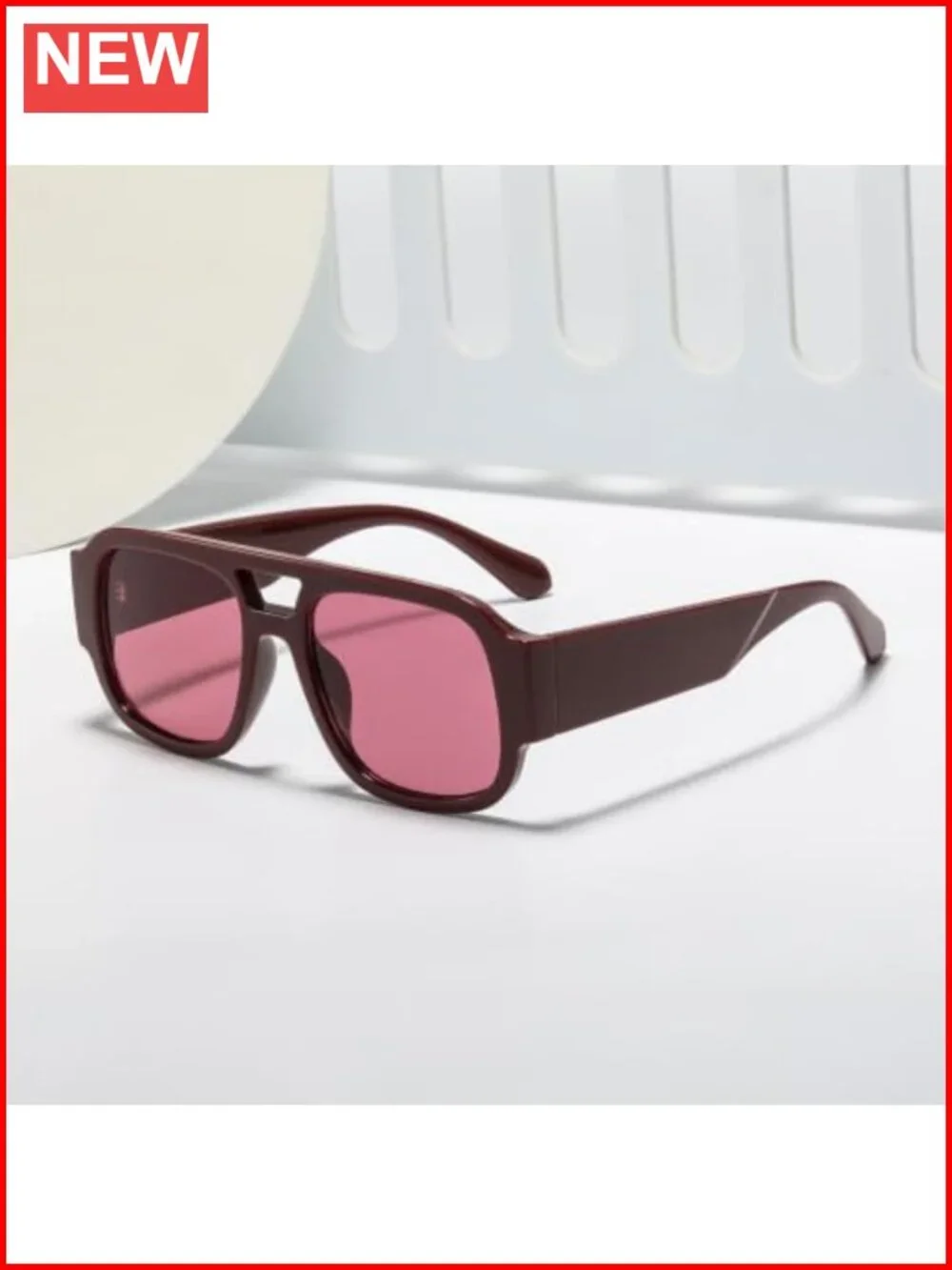 Retro Oversized Aviator Sunglasses Chunky Double Bridge Thick Frame Square